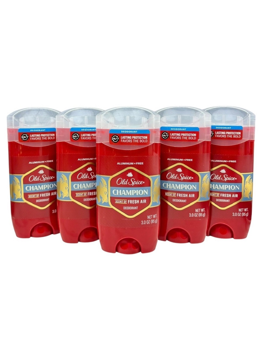 (5) Old Spice CHAMPION Aluminum Free Deodorant Scent of Fresh Air 3oz Full Size